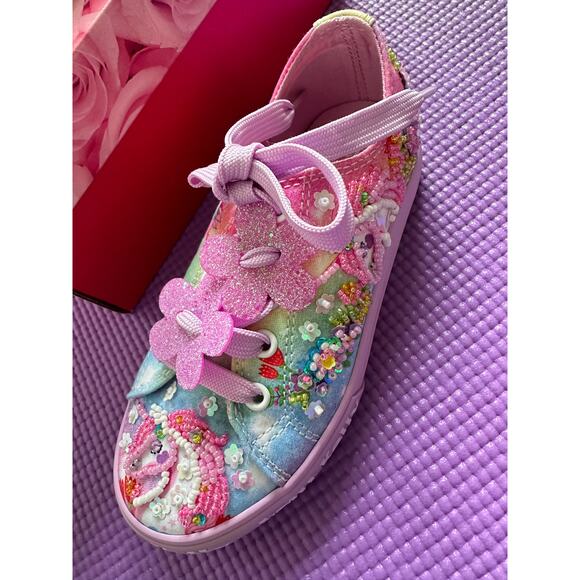 Lelli Kelly Kids Sparkly Shoes Girl Sneakers Unicorn Glitter Shoe Sz US 10 New - Picture 2 of 7